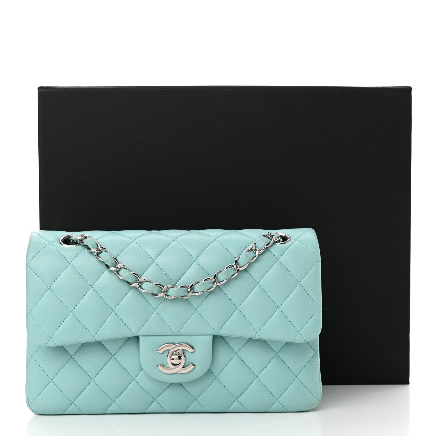 Chanel Lambskin Quilted Small Double Flap Light Blue 15 of 15
