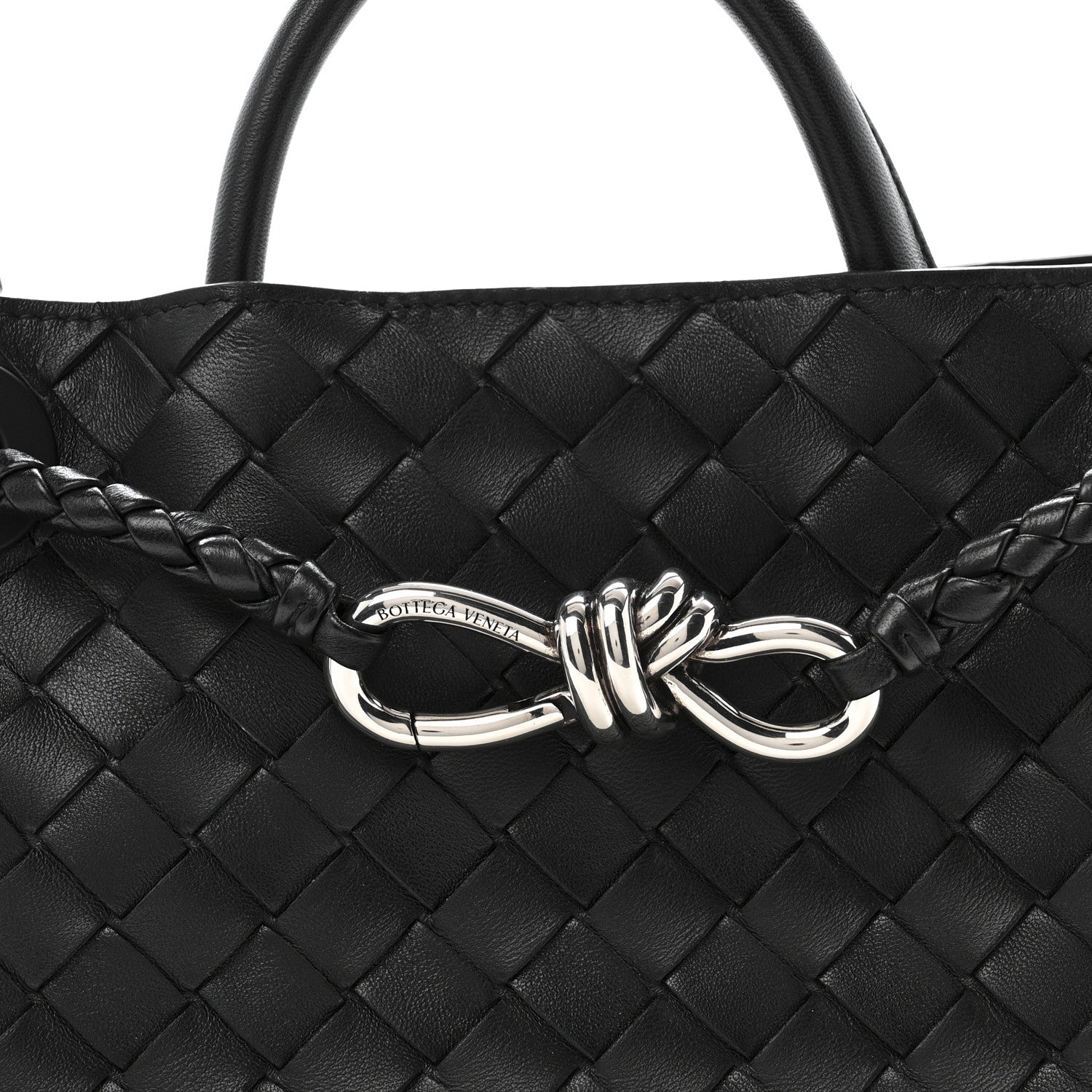 Bottega Veneta Nappa Intrecciato Small Andiamo Shoulder Bag Black