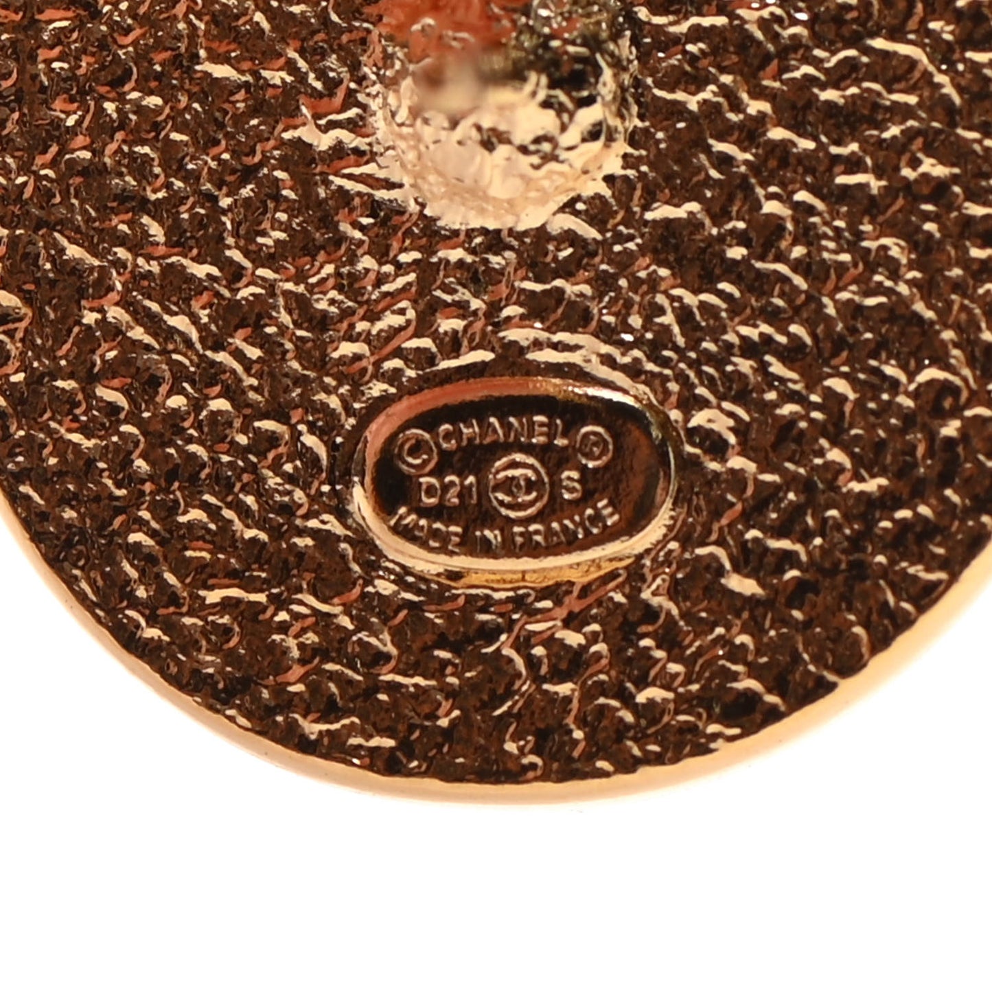 Resin CC Chain Round Earrings Gold Black