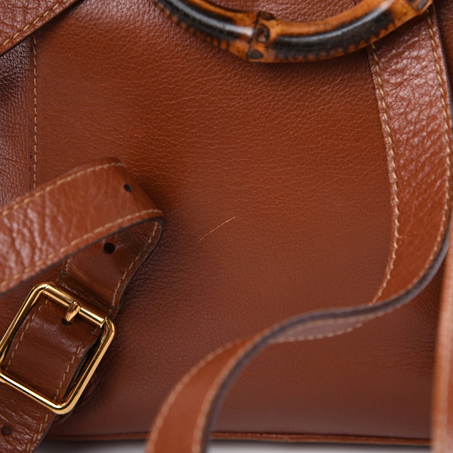 Calfskin Bamboo Backpack Brown