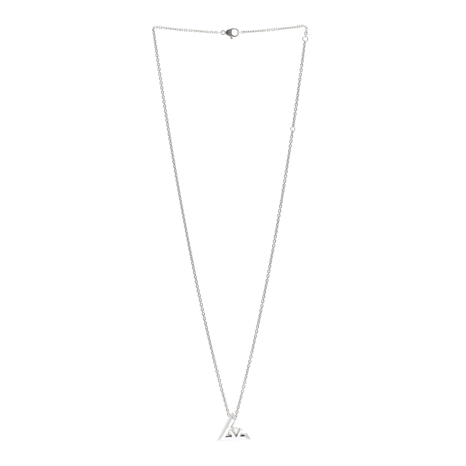 Louis Vuitton 18K White Gold Diamond Large LV Volt One Pendant Necklace 3 of 5