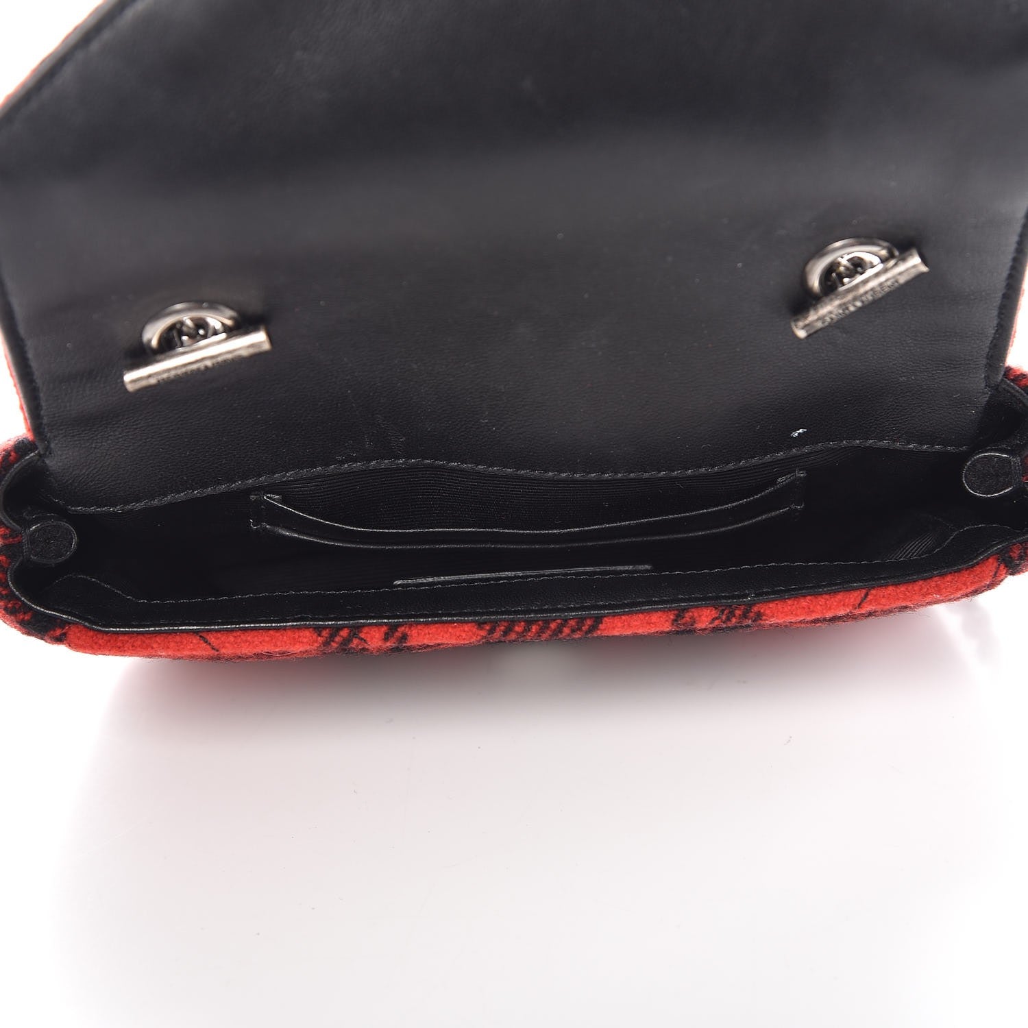 Saint Laurent Wool Matelasse Chevron Classic Monogram Baby Chain Bag Red Black 5 of 8