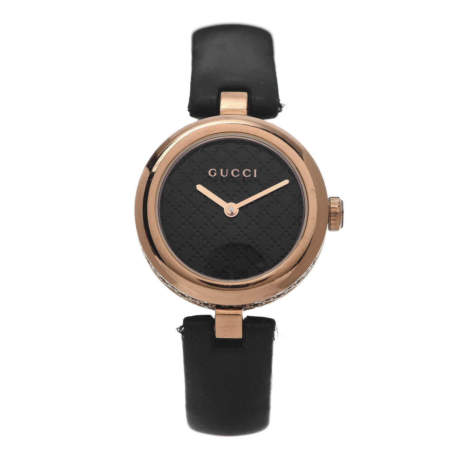 Gucci Stainless Steel Calfskin 27mm Diamantissima Quartz Watch Black 1 of 6