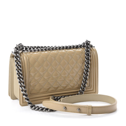 Chanel Patent Calfskin Enamel Quilted Medium Boy Flap Beige 3 of 11