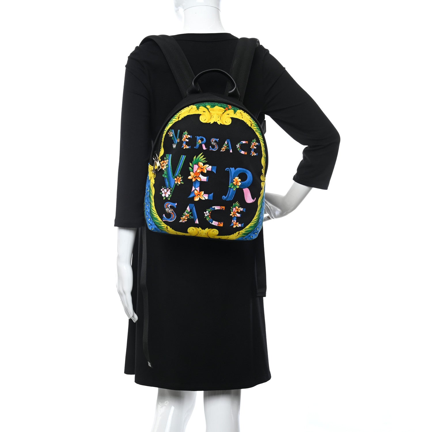 Versace Nylon Print Backpack Black Multicolor 2 of 10