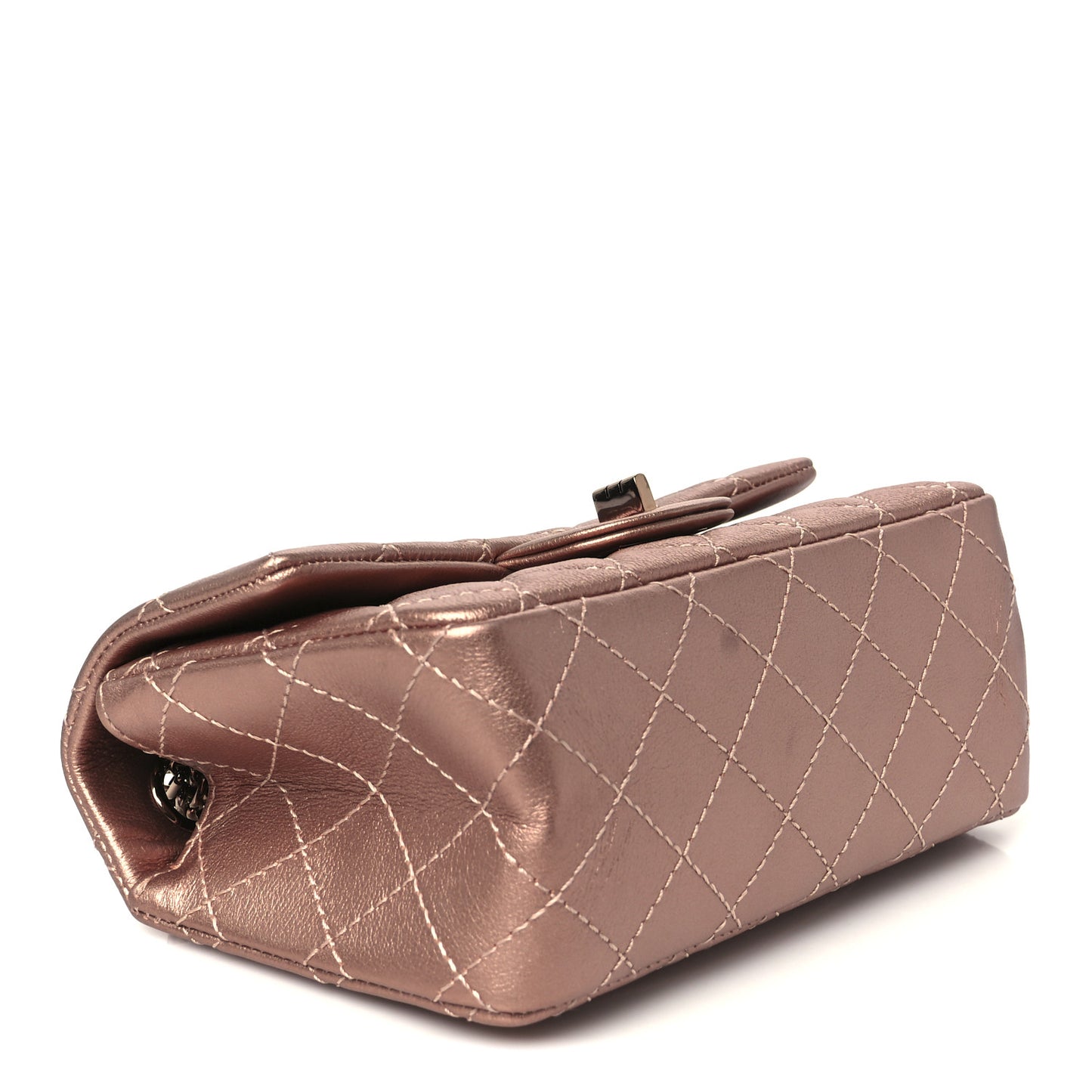 Metallic Grained Calfskin Quilted 2.55 Reissue Mini Flap Copper Pink
