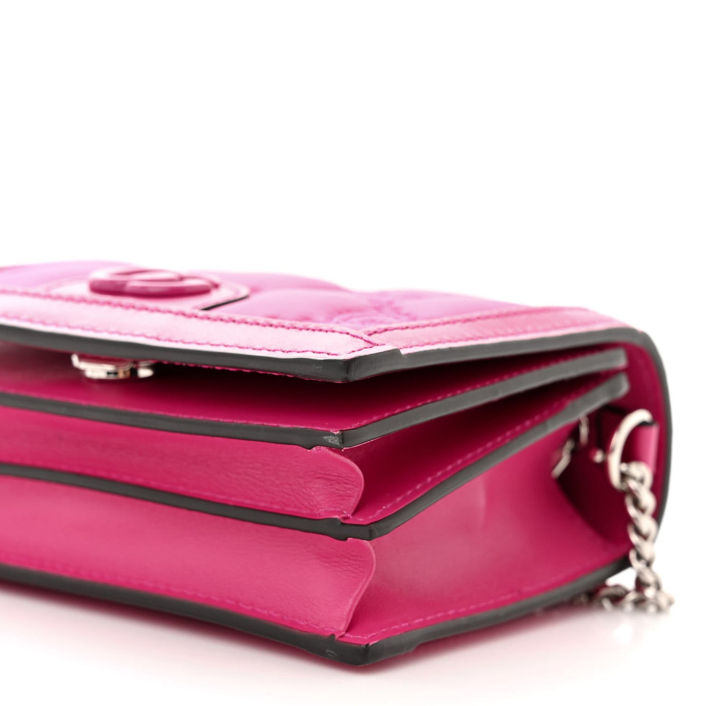 Nylon Calfskin Enamel GG Matelasse Mini Chain Bag Lovely