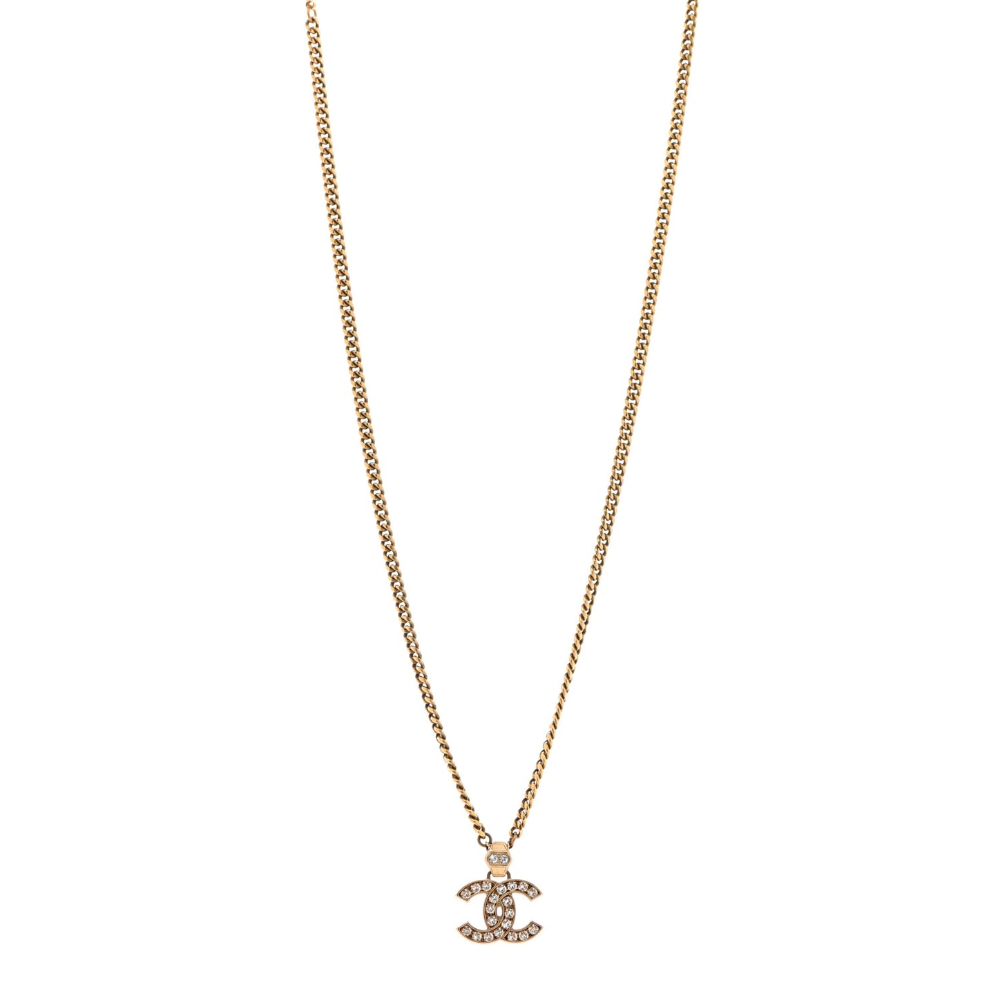 Crystal CC Pendant Necklace Gold