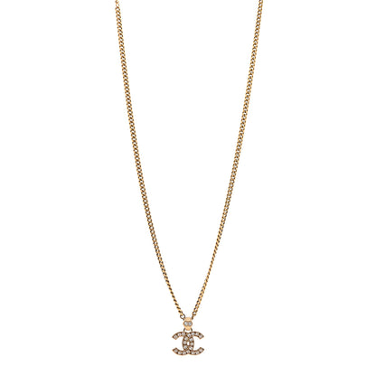 Chanel Crystal CC Pendant Necklace Gold 1 of 7