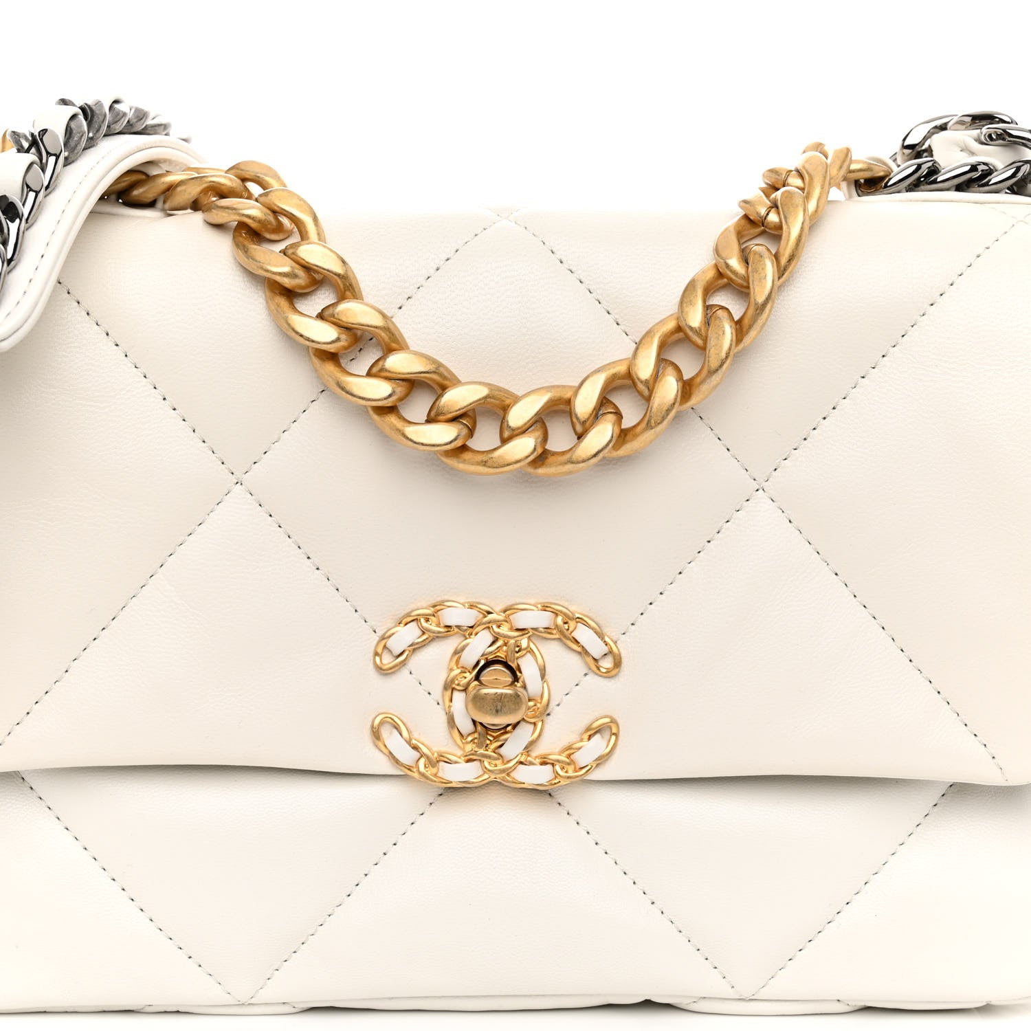 Chanel Lambskin Quilted Medium Chanel 19 Flap White 8 of 11