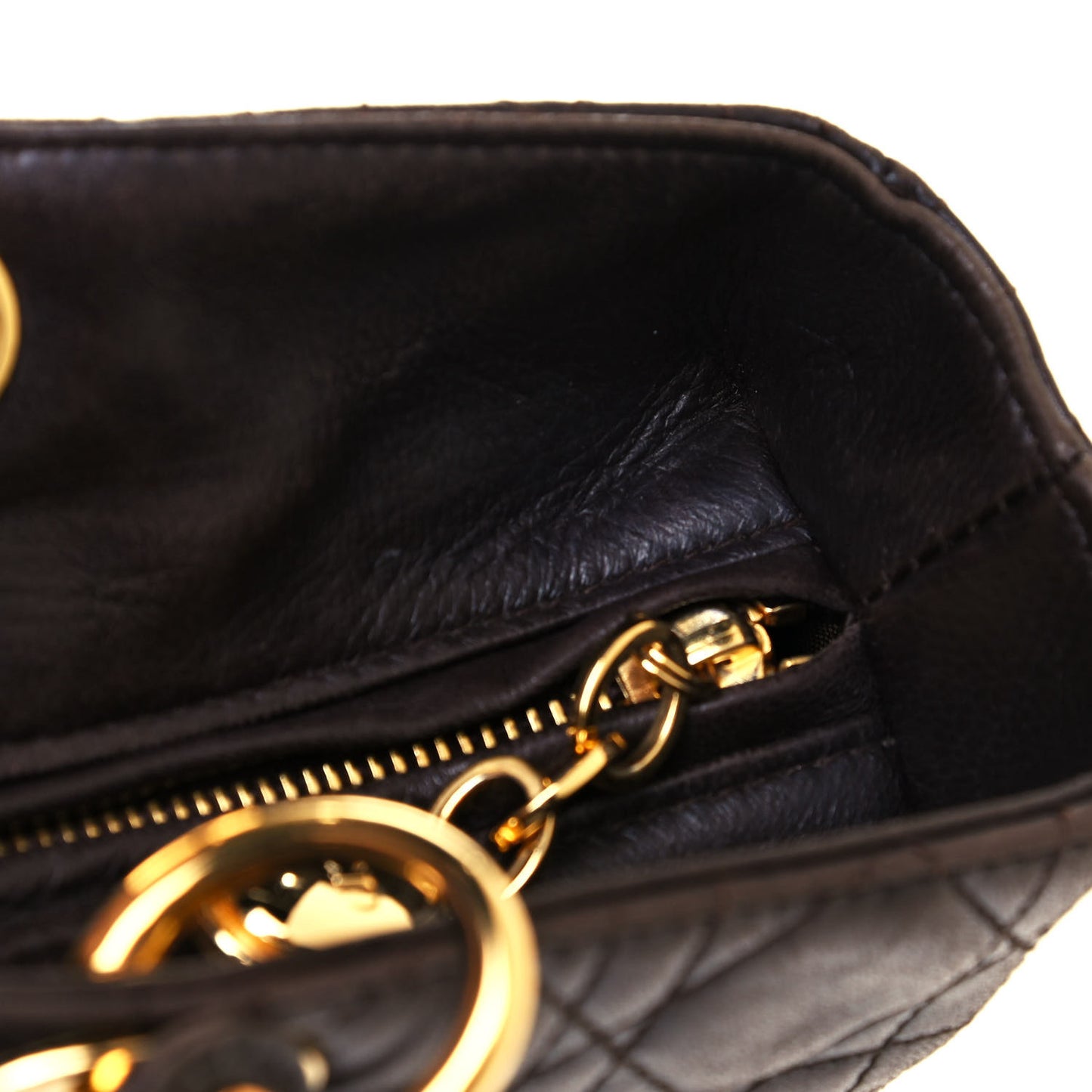 Lambskin Cannage Large Lady Dior Dark Brown