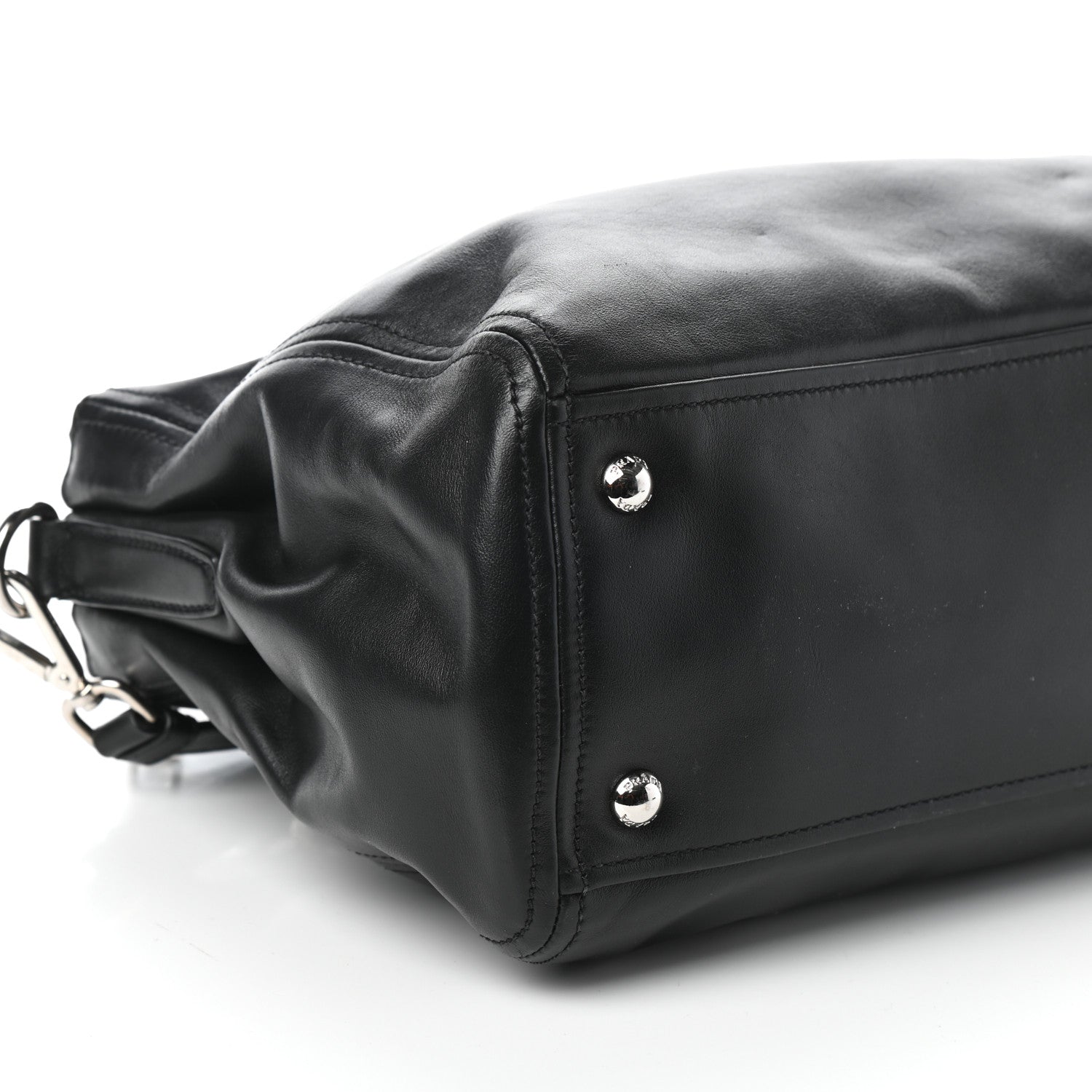 Prada Soft Calfskin Double Zip Shoulder Bag Black 8 of 9