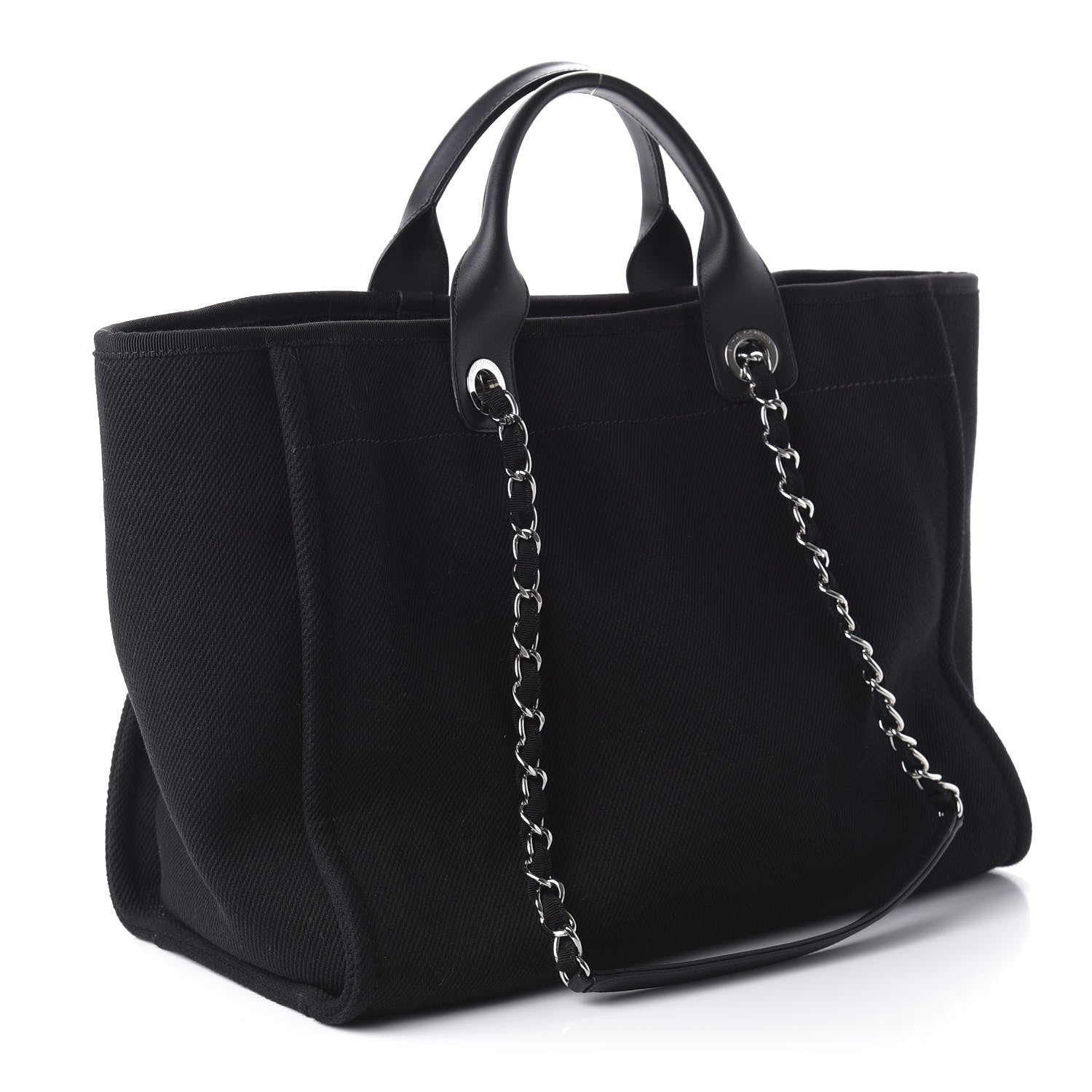 Chanel Canvas Pearl Medium Deauville Tote Black 3 of 11