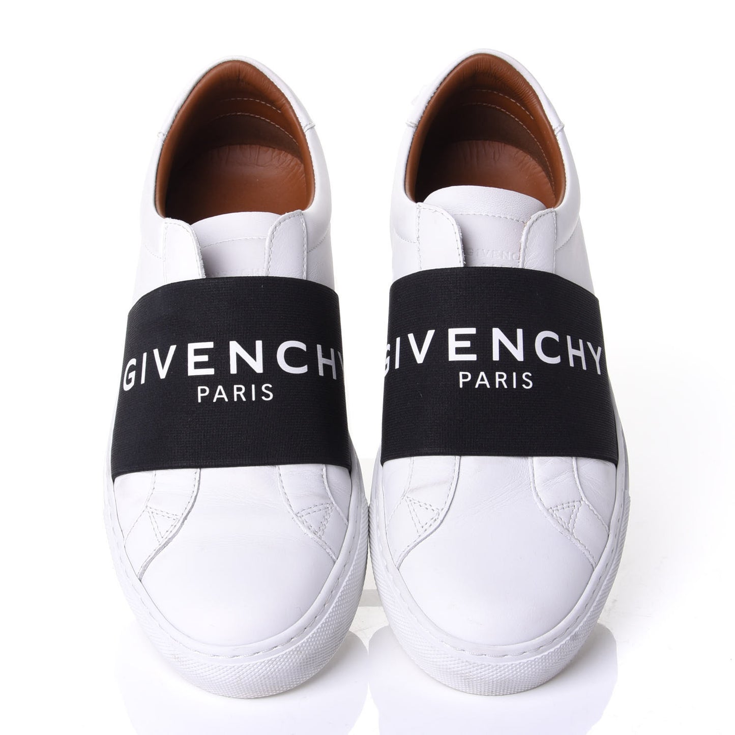 Calfskin Band Logo Womens Urban Street Sneakers 37.5 White Black