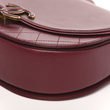 Chanel Shiny Calfskin Goatskin Quilted Medium Coco Curve Messenger Flap Burgundy 10 of 11