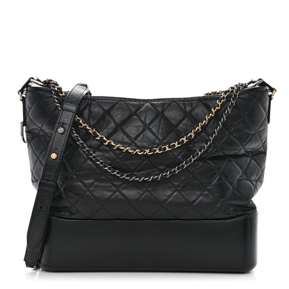 Chanel Aged Calfskin Quilted Large Gabrielle Hobo Black 1 of 12