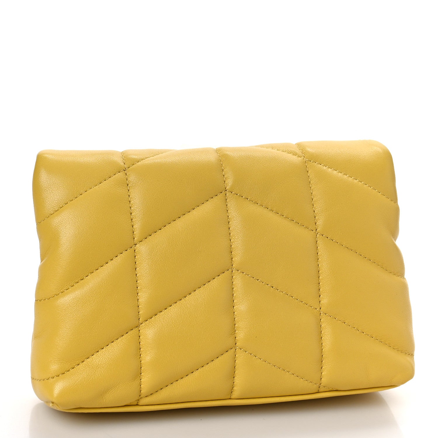 Saint Laurent Lambskin Monogram Loulou Puffer Pouch Clutch Yellow 4 of 10