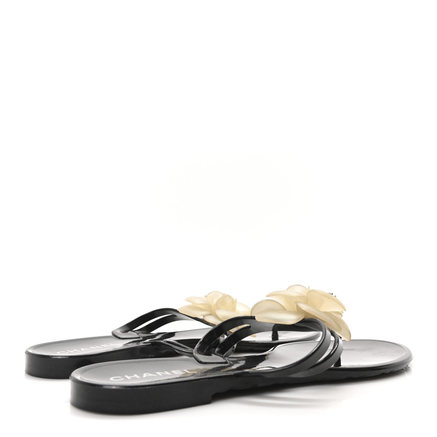 Jelly Camellia Thong Sandals 41 Black Ivory