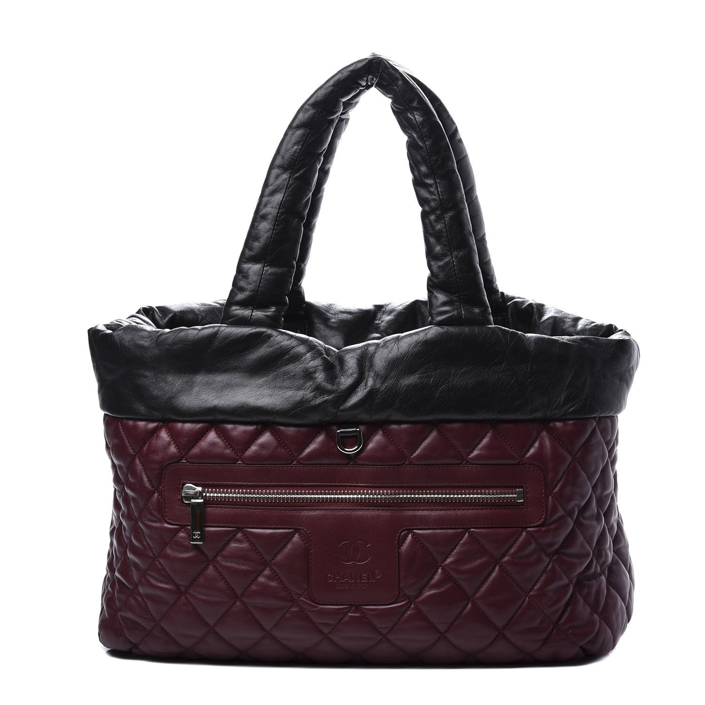 Lambskin Quilted Medium Coco Cocoon Reversible Tote Black