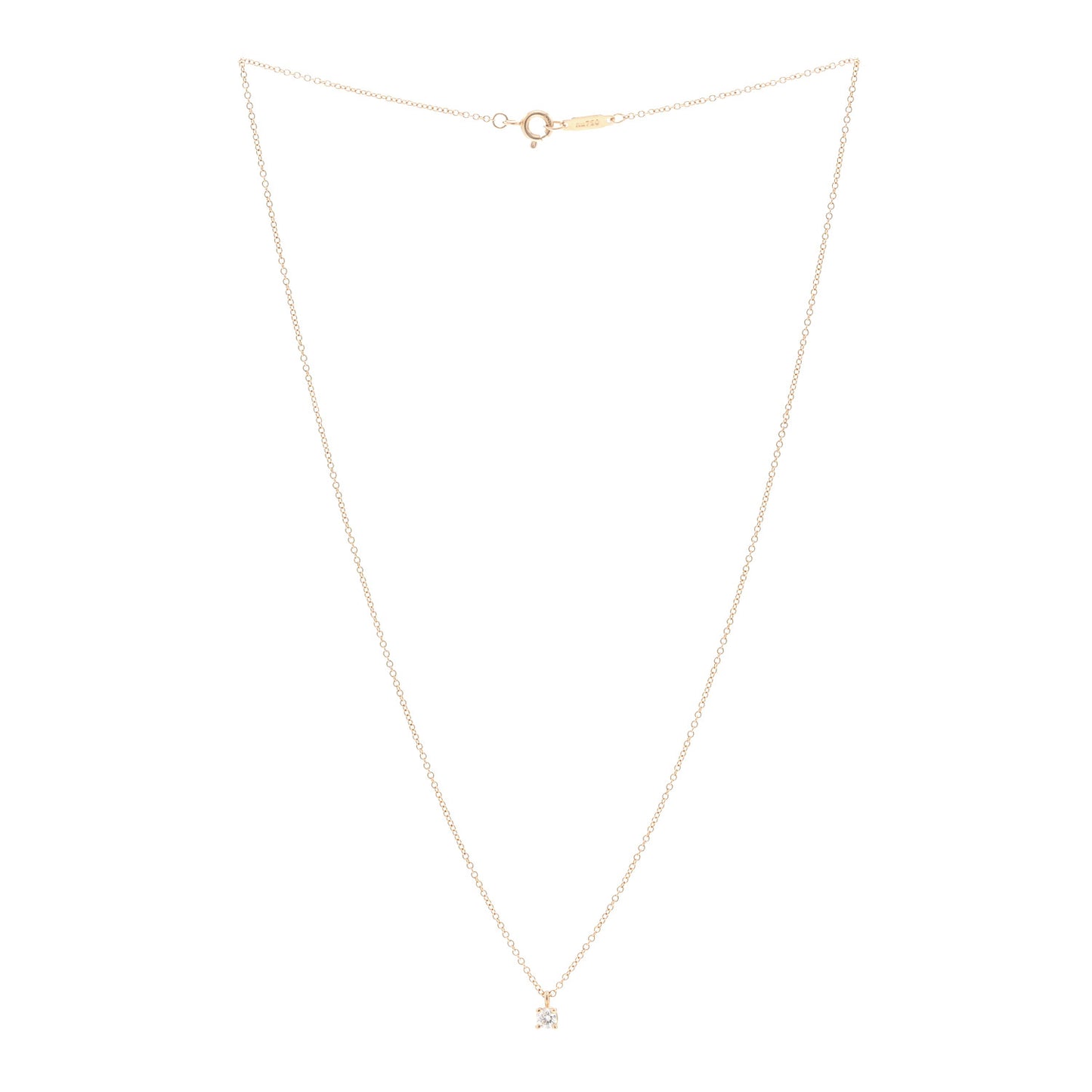 18K Rose Gold Diamond .12ct Solitaire Pendant Necklace