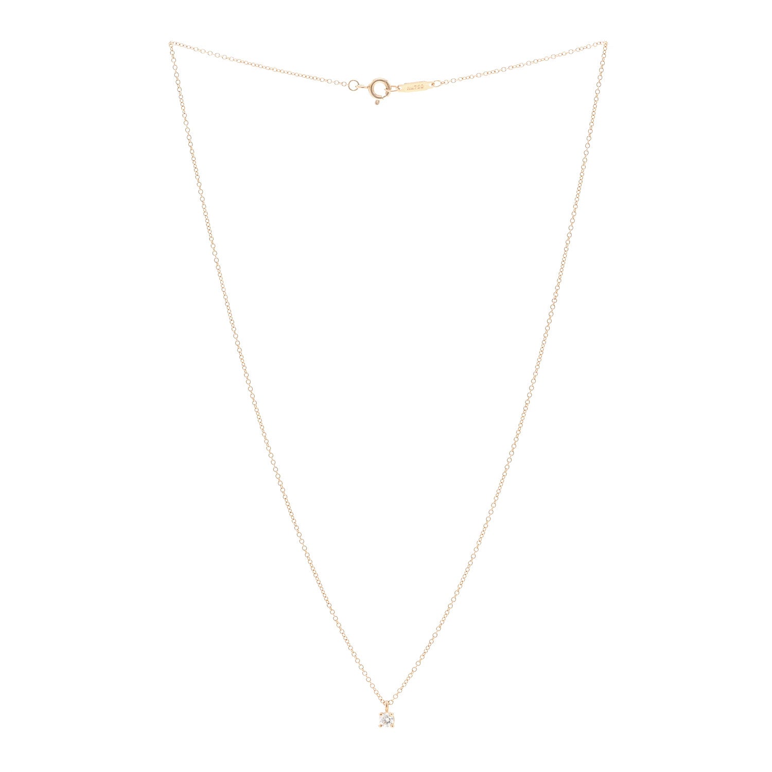 Tiffany 18K Rose Gold Diamond .12ct Solitaire Pendant Necklace 3 of 5