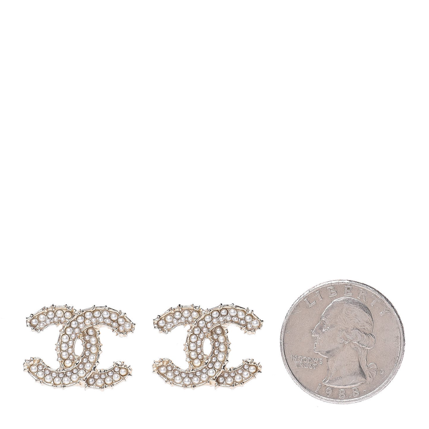 Pearl CC Camellia Express Stud Earrings Gold