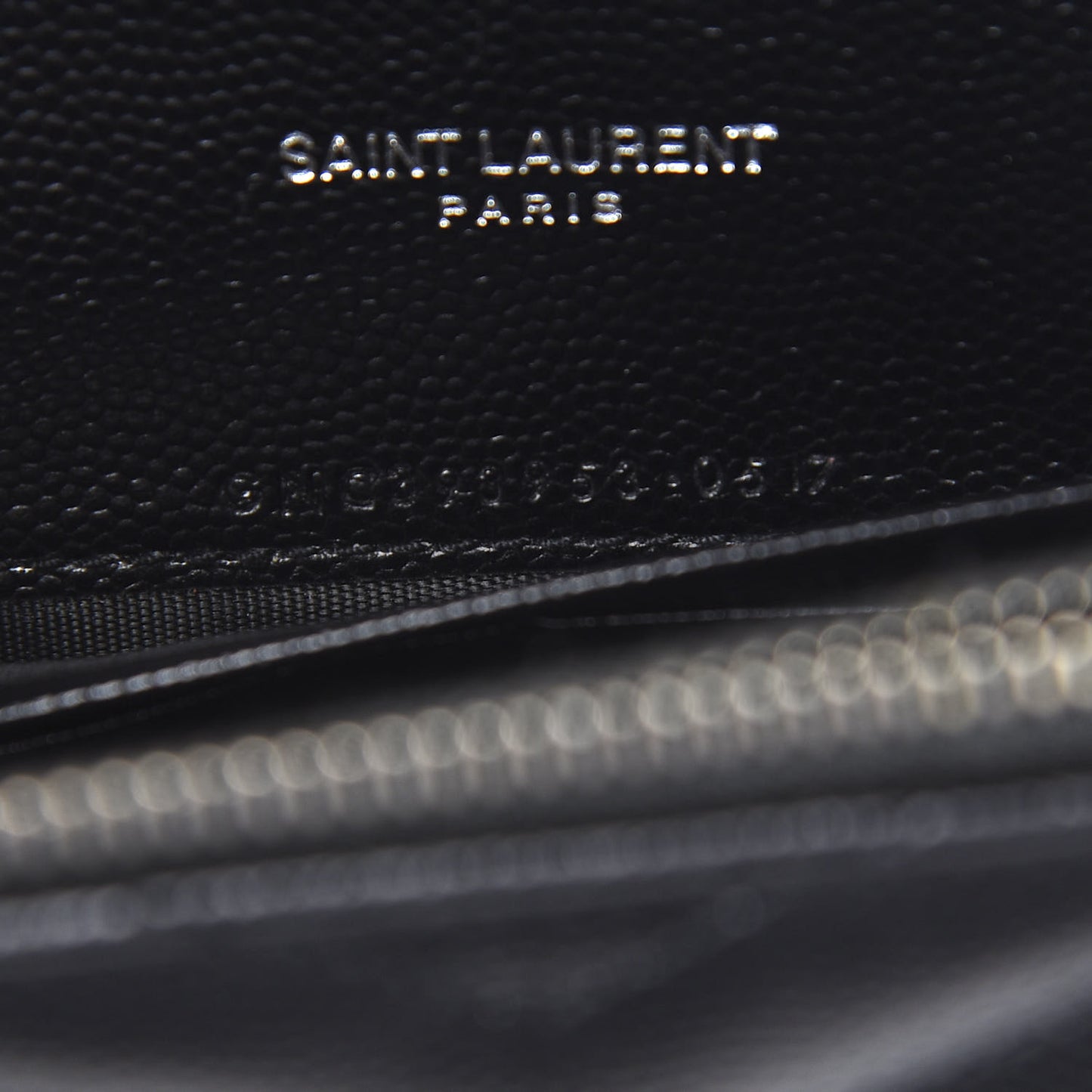 Grain De Poudre Matelasse Chevron Monogram Envelope Chain Wallet Black