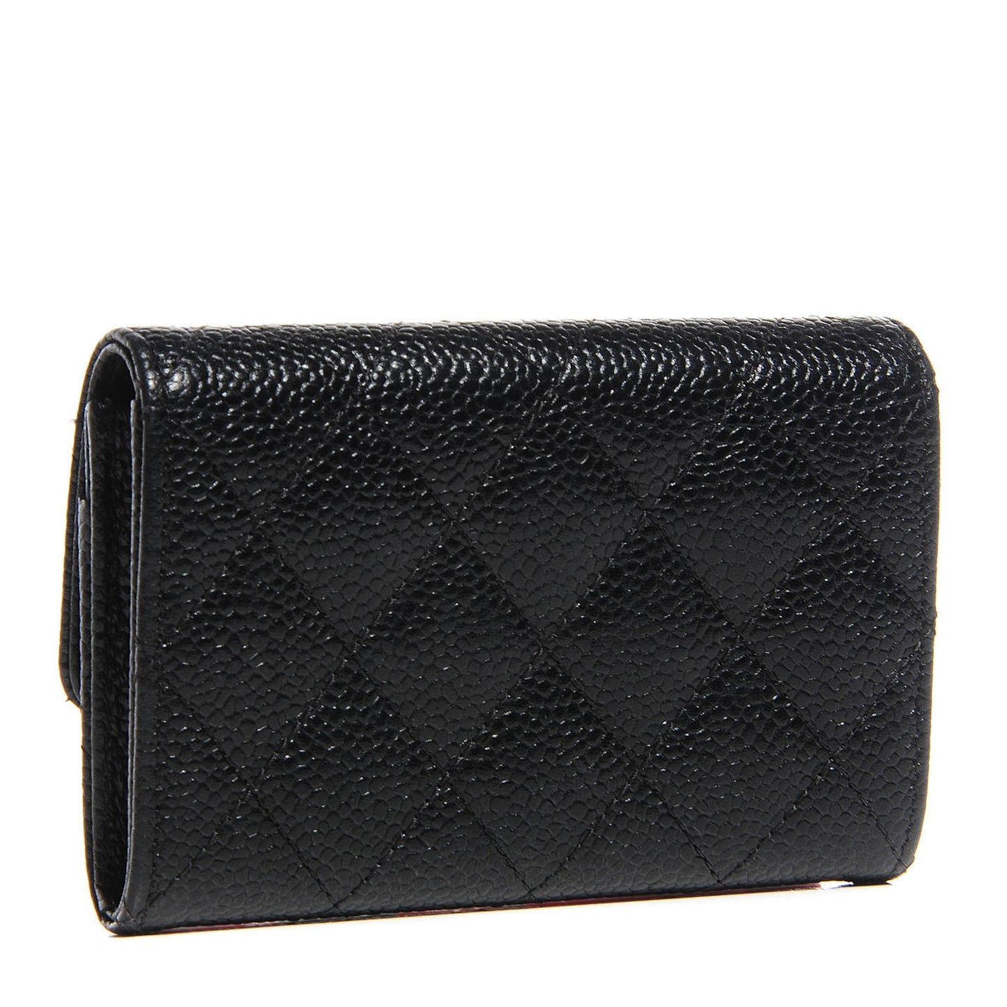 Caviar Quilted Flap Card Holder Black