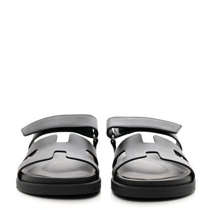 Hermes Calfskin Womens Chypre Sandals 37 Black 2 of 9