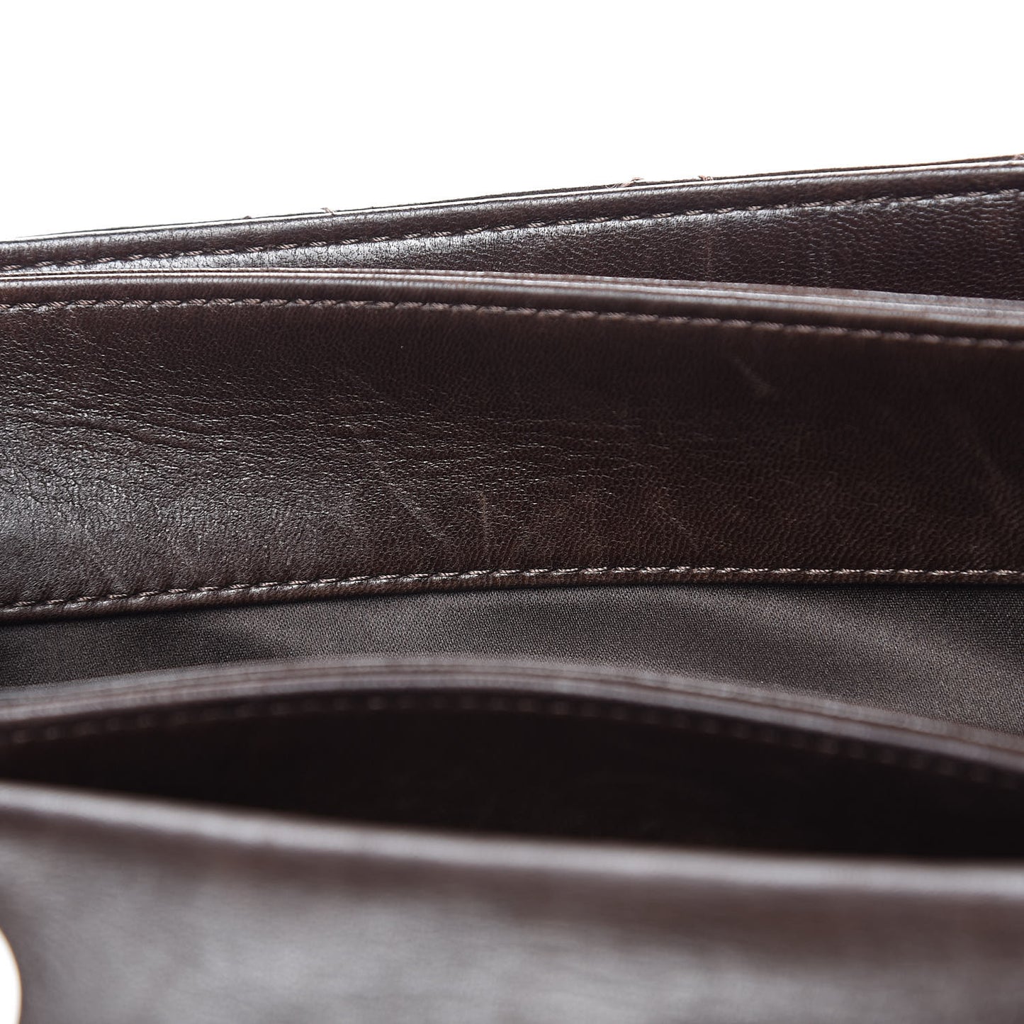 Lambskin Quilted Large 3 Flap Dark Brown
