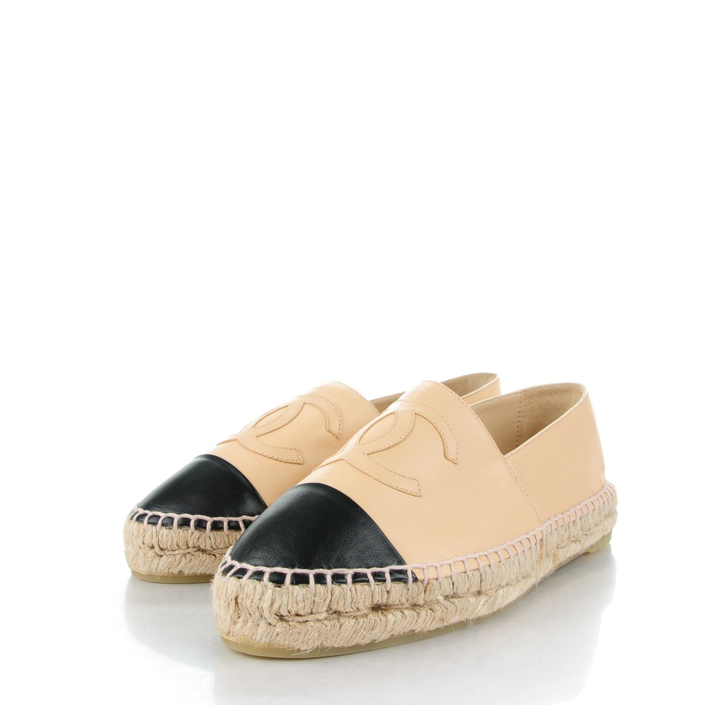 Lambskin CC Espadrilles 39 Beige Black