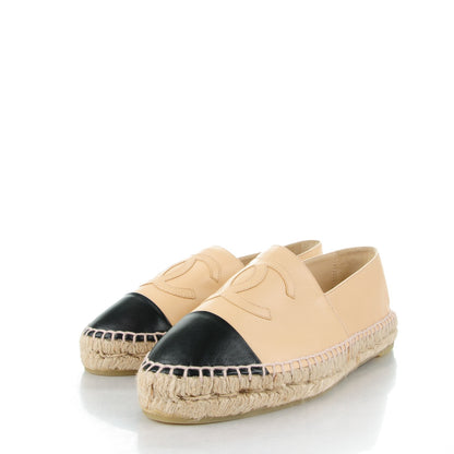 Chanel Lambskin CC Espadrilles 39 Beige Black 3 of 10