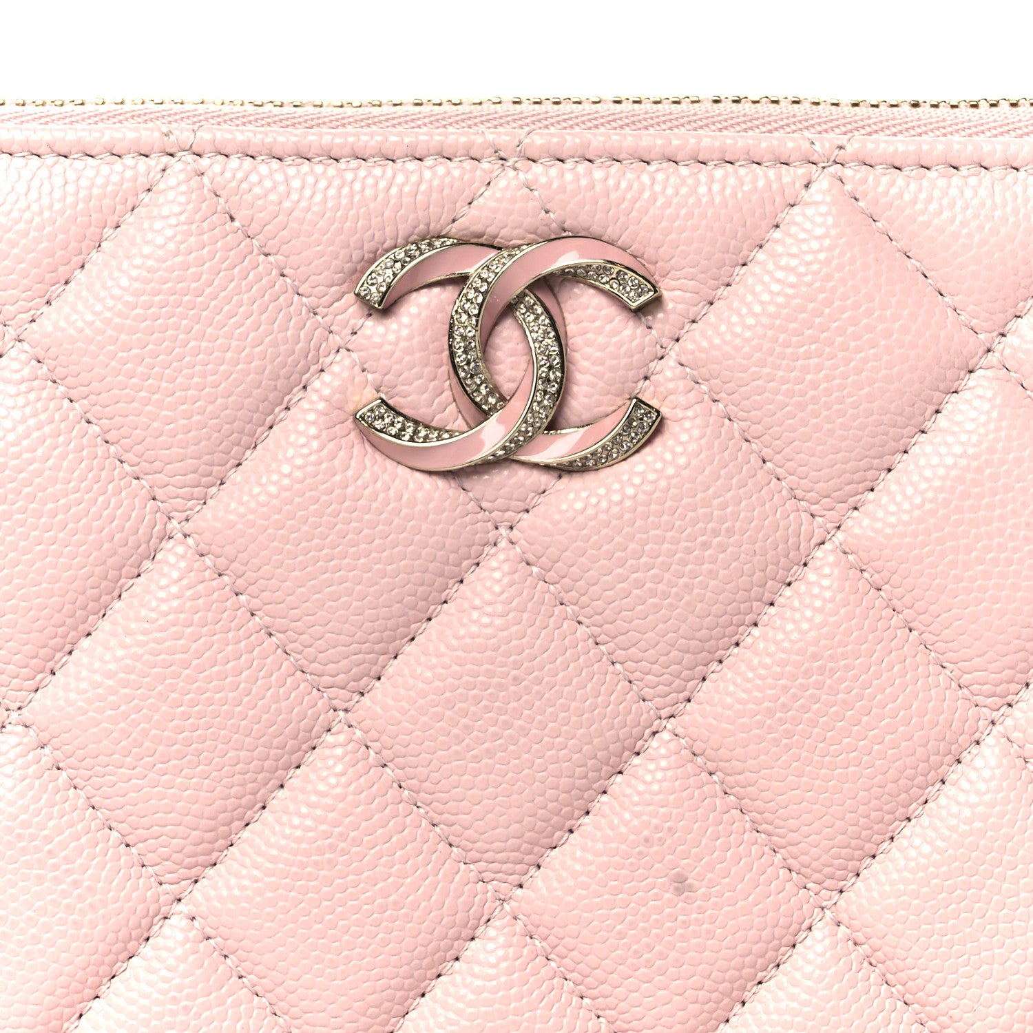 Chanel Caviar Quilted Crystal Enamel Cosmetic Case Light Pink 8 of 8