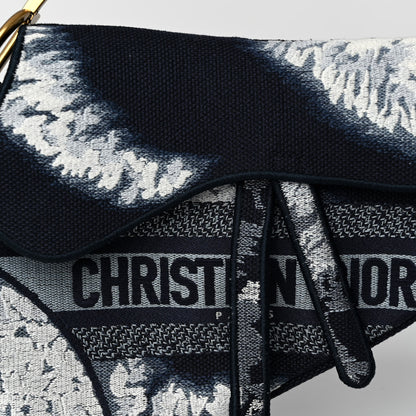 Christian Dior Canvas Embroidered Tie Dye Saddle Bag Blue Multicolor 7 of 10