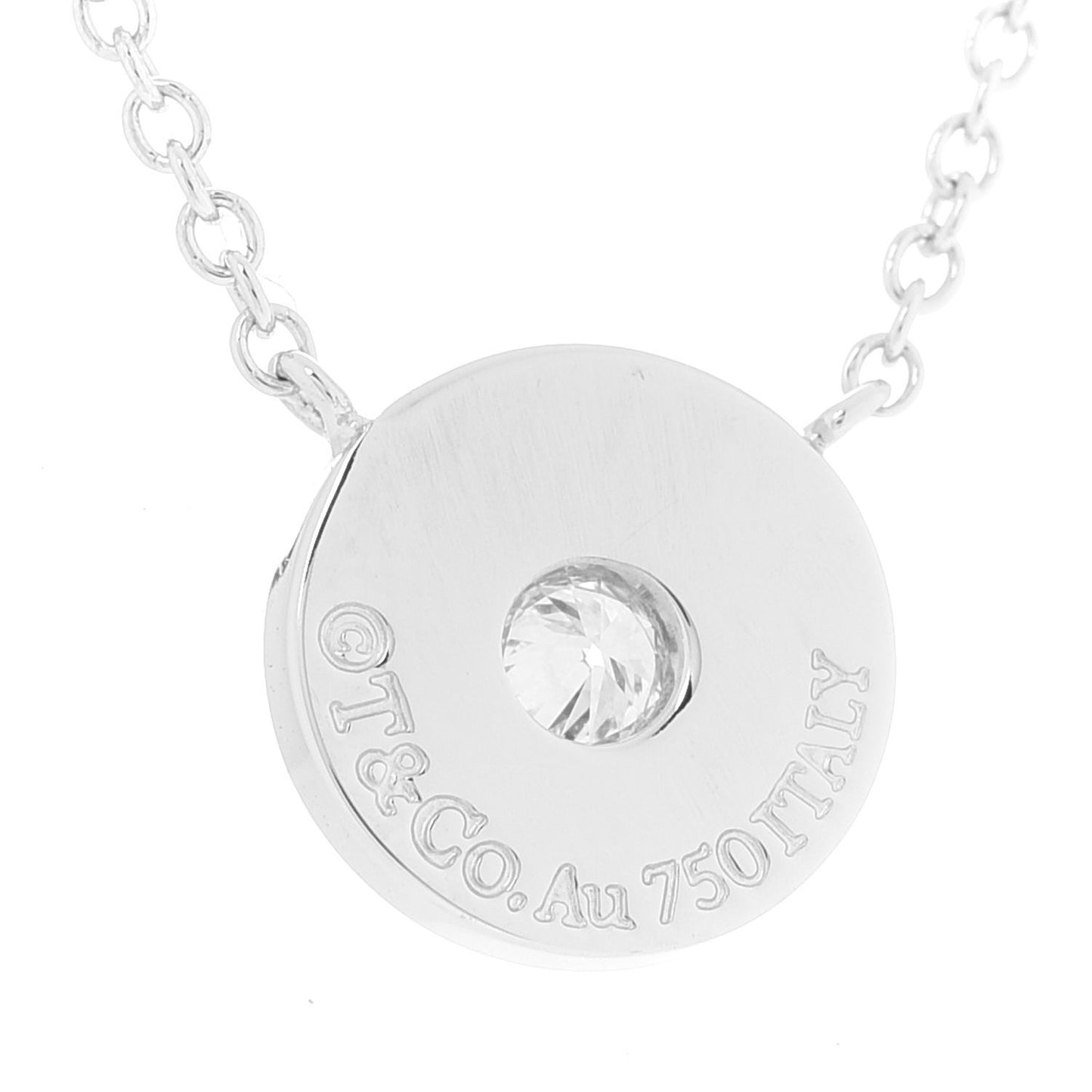 18K White Gold Diamond 1837 Circle Pendant Necklace