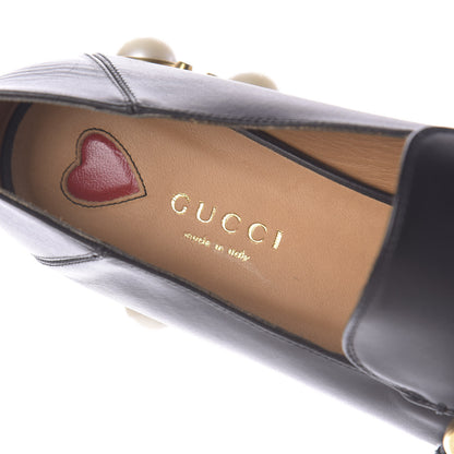 Gucci Betis Glamour Calfskin Web Pearl Embellished Peyton 35mm Loafer Pumps 36.5 Black 8 of 10