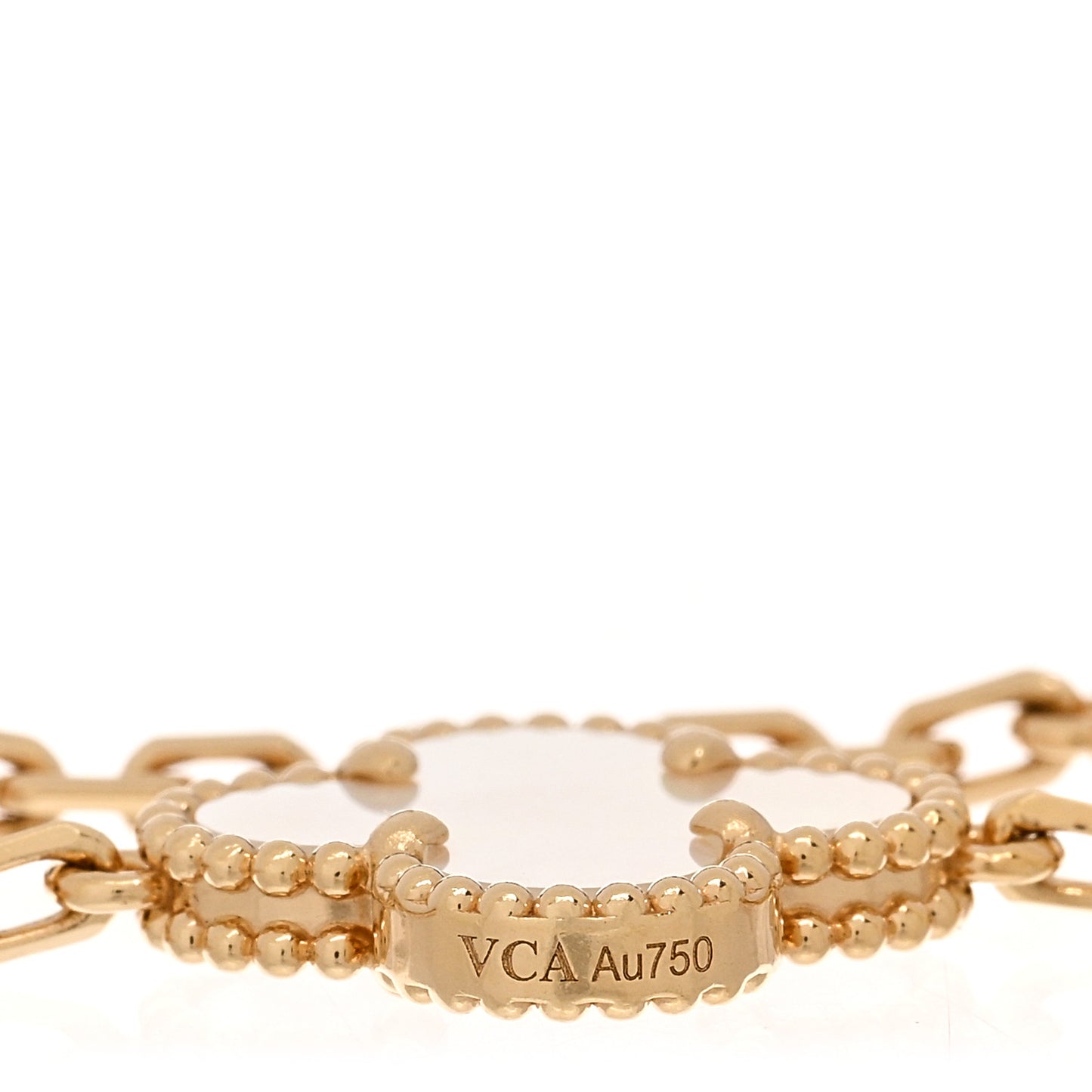 18K Yellow Gold Mother of Pearl 5 Motifs Vintage Alhambra Bracelet