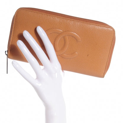 Chanel Caviar CC Large Gusset Zip Around Wallet Dark Beige 2 of 9