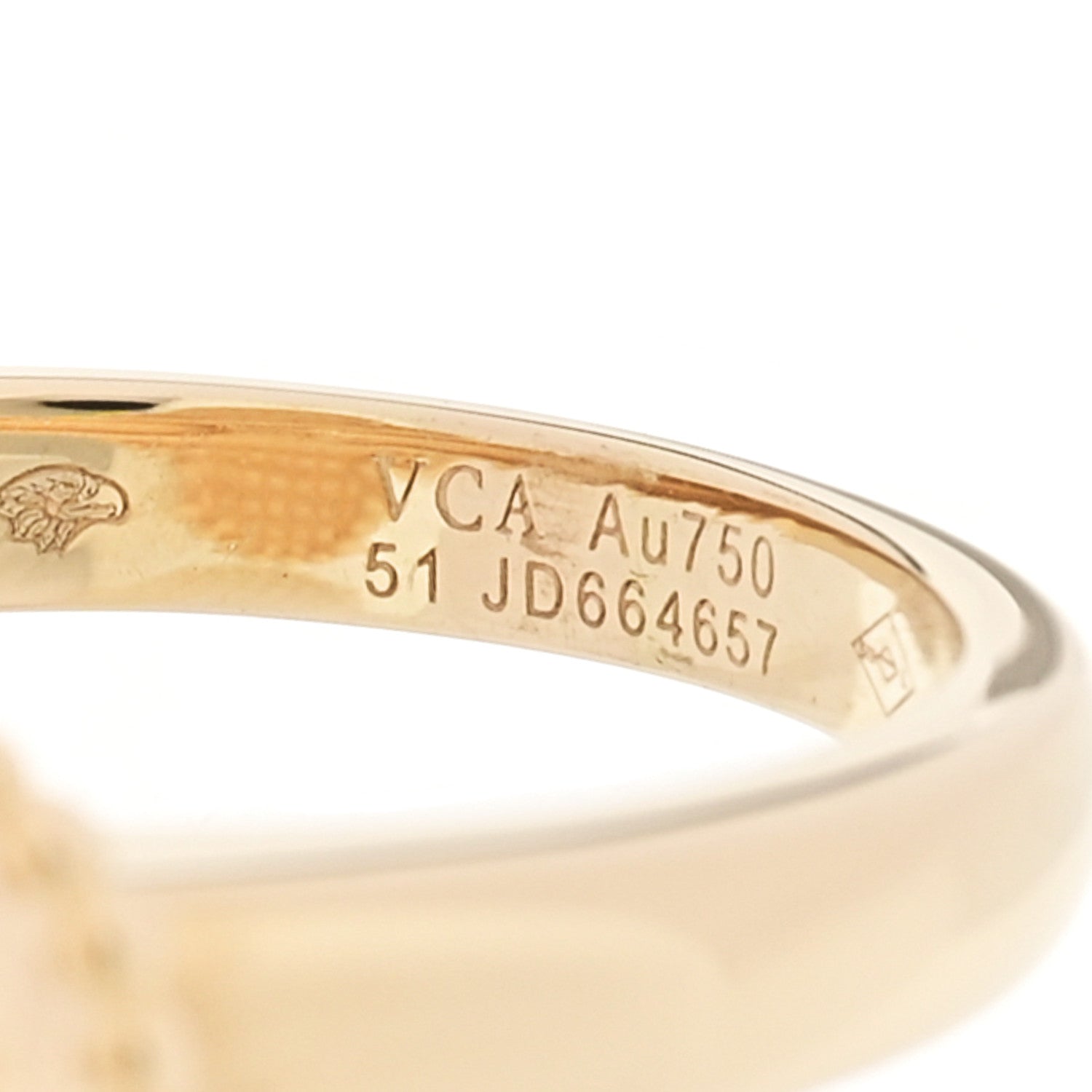Van Cleef & Arpels 18K Yellow Gold Diamond Mother of Pearl Vintage Alhambra Ring 51 5.75 4 of 5