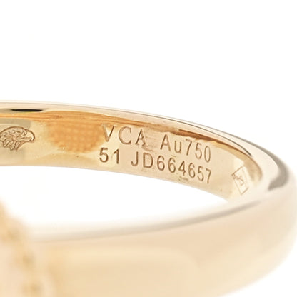 Van Cleef & Arpels 18K Yellow Gold Diamond Mother of Pearl Vintage Alhambra Ring 51 5.75 4 of 5