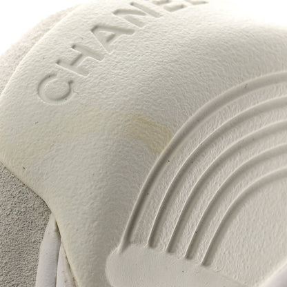Chanel Suede Calfskin Fabric Mens CC Sneakers 45 White 9 of 10