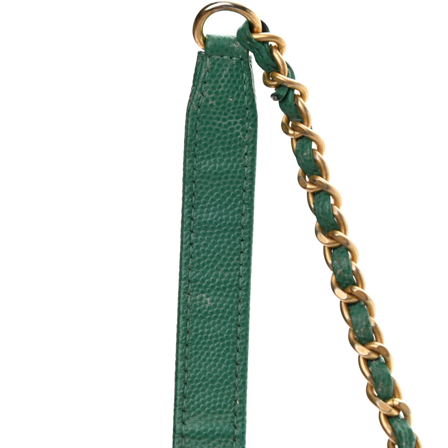 Caviar Quilted Lizard Embossed Mini Coco Handle Flap Green