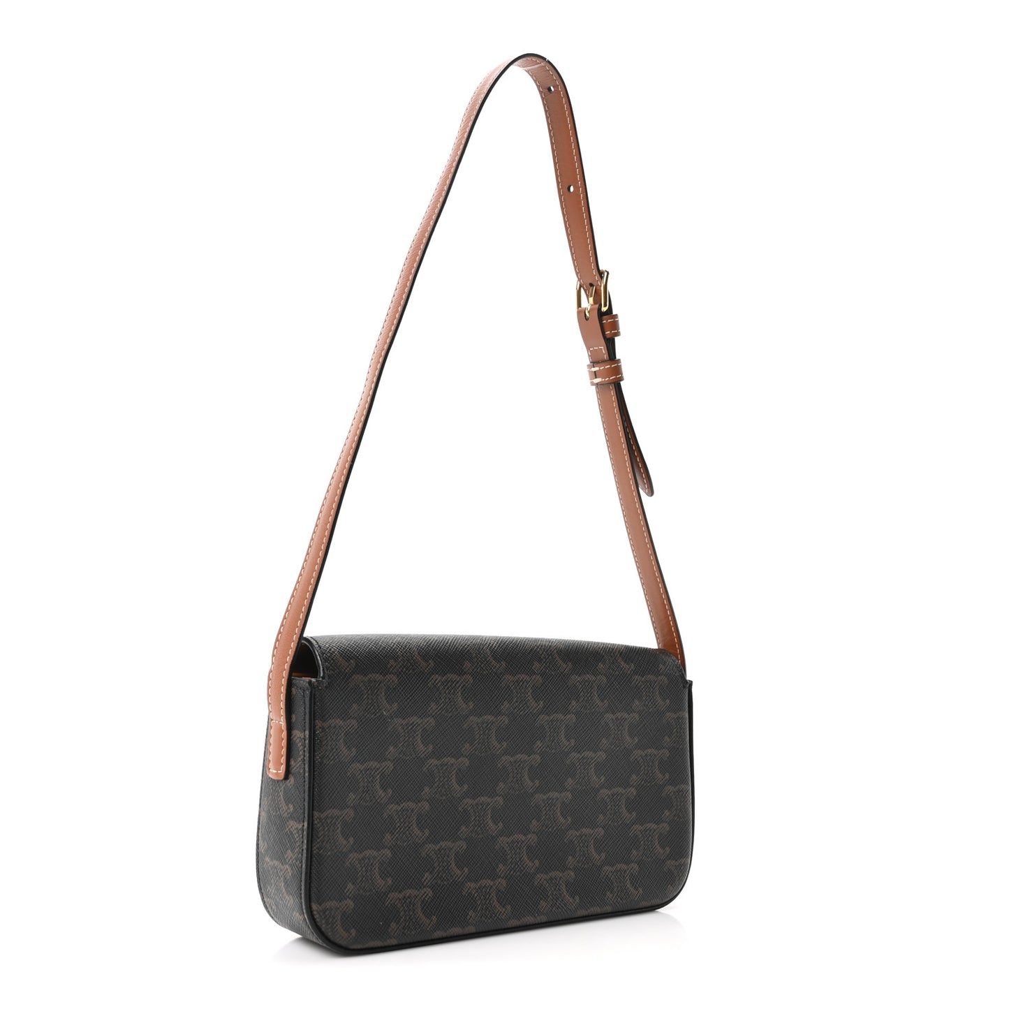 Canvas Calfskin Triomphe Shoulder Bag Tan