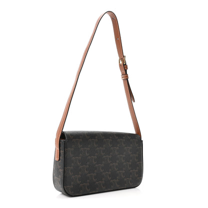 Celine Canvas Calfskin Triomphe Shoulder Bag Tan 3 of 10