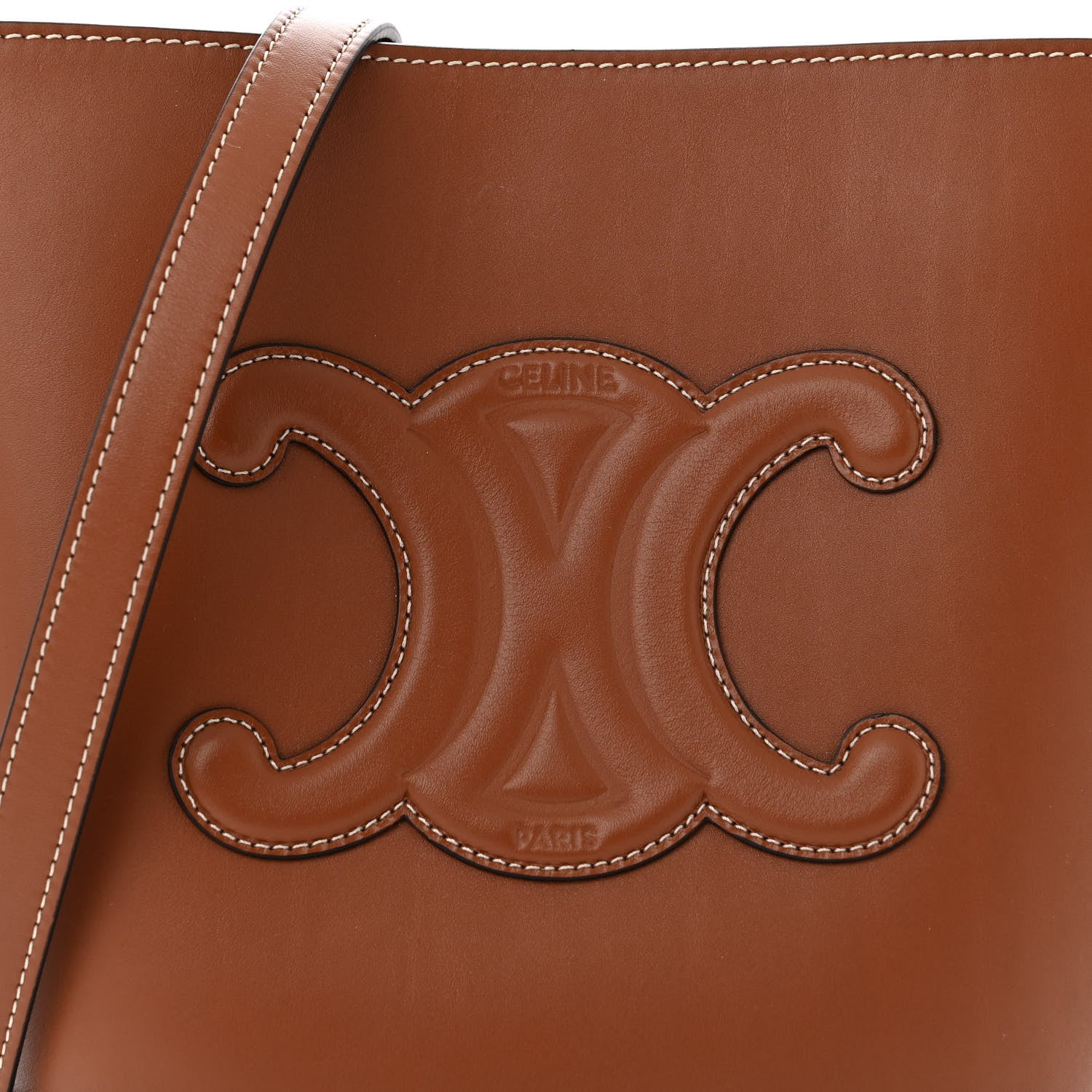 Celine Smooth Calfskin Small Cuir Triomphe Bucket Bag Tan 6 of 9