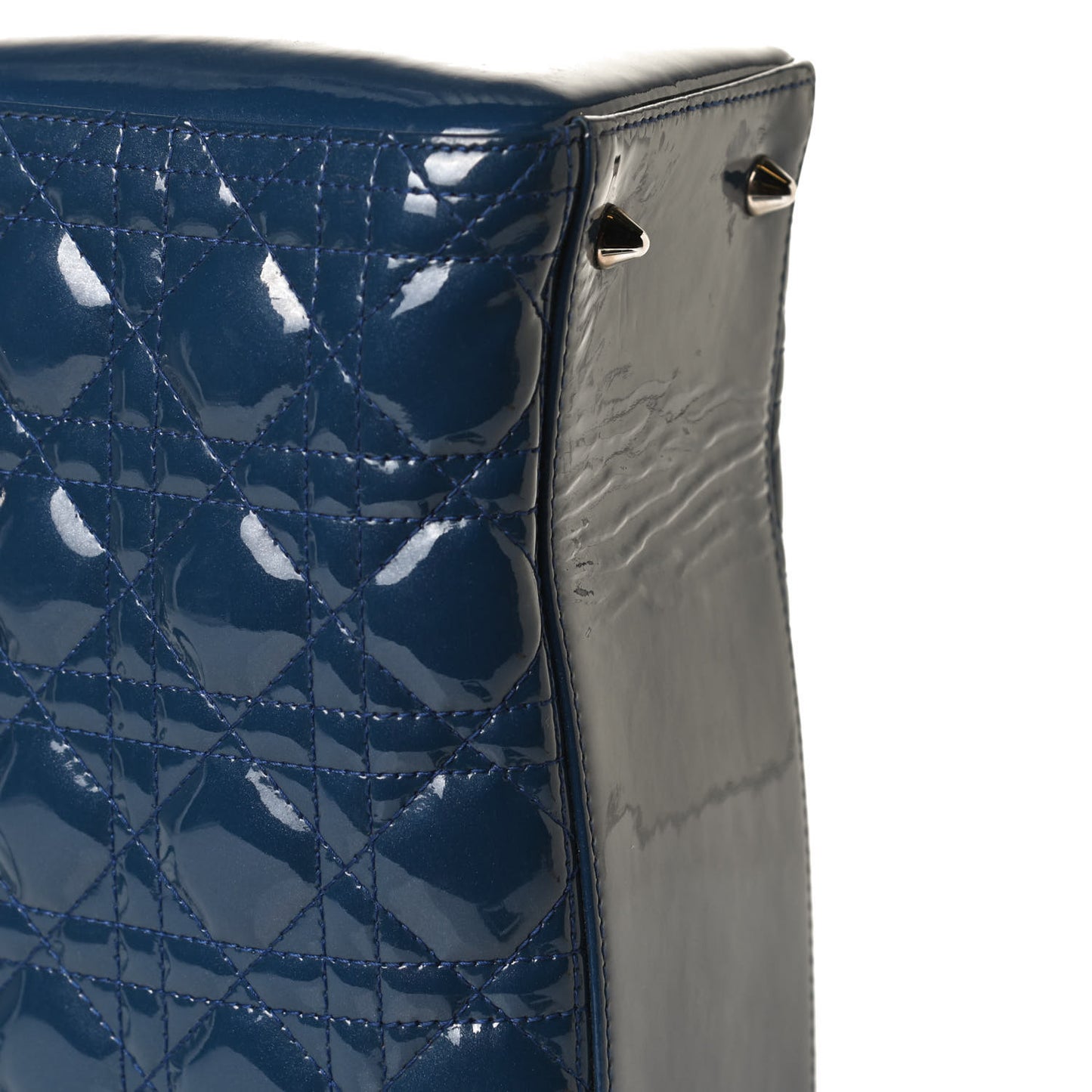 Patent Cannage Medium Lady Dior Blue
