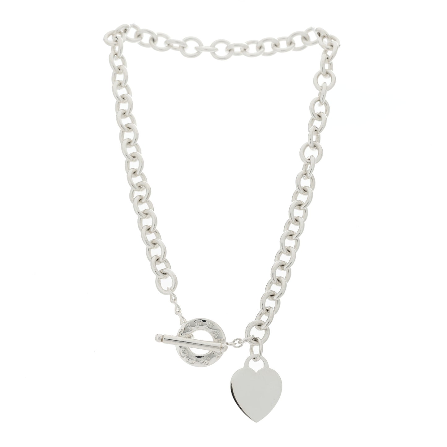 Sterling Silver Heart Tag Toggle Necklace