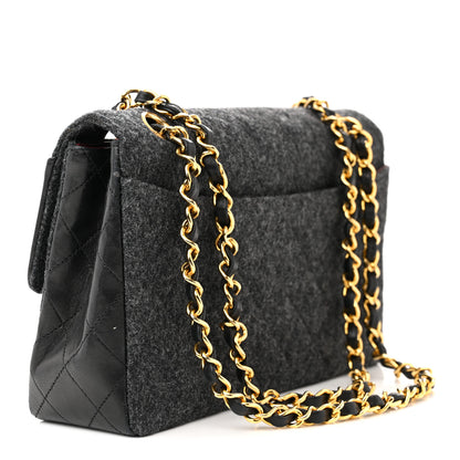 Chanel Lambskin Felt Quilted Small Single Flap With Pouch Grey Black 4 of 12