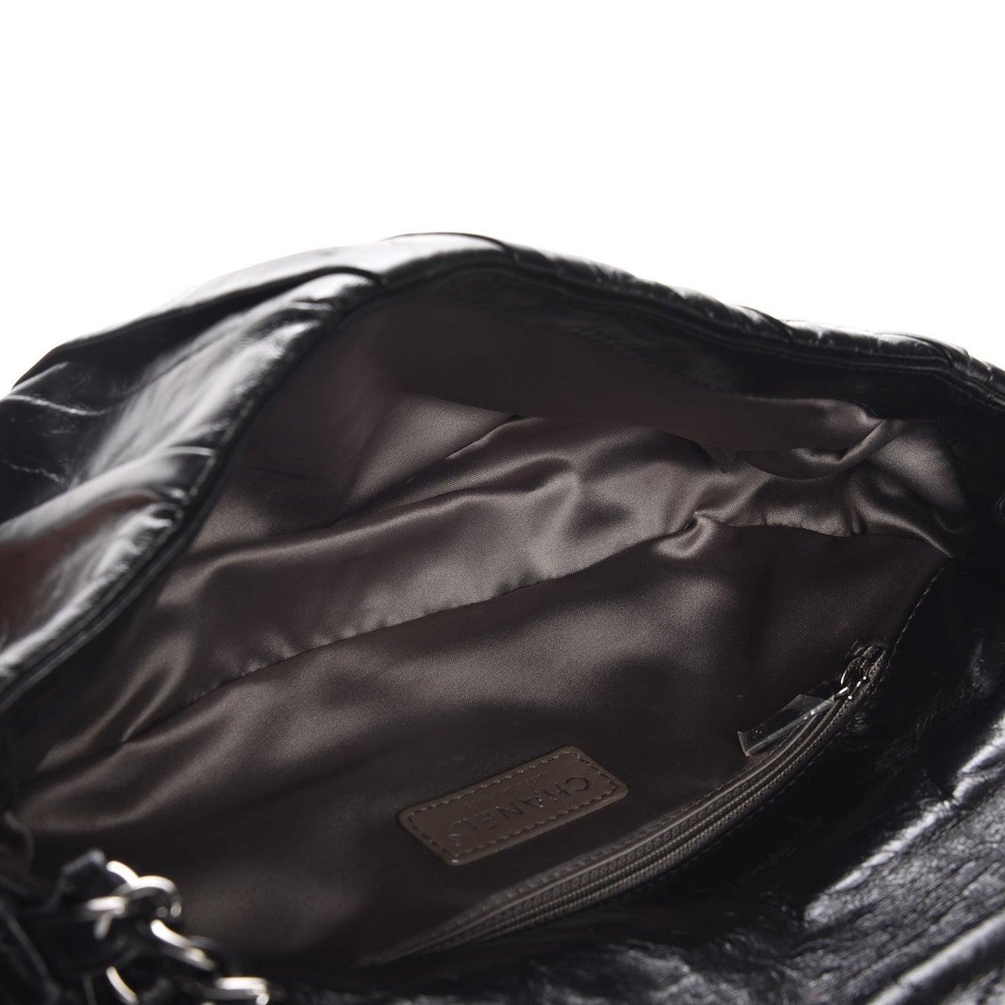 Glazed Calfskin Twisted Medium Flap Black