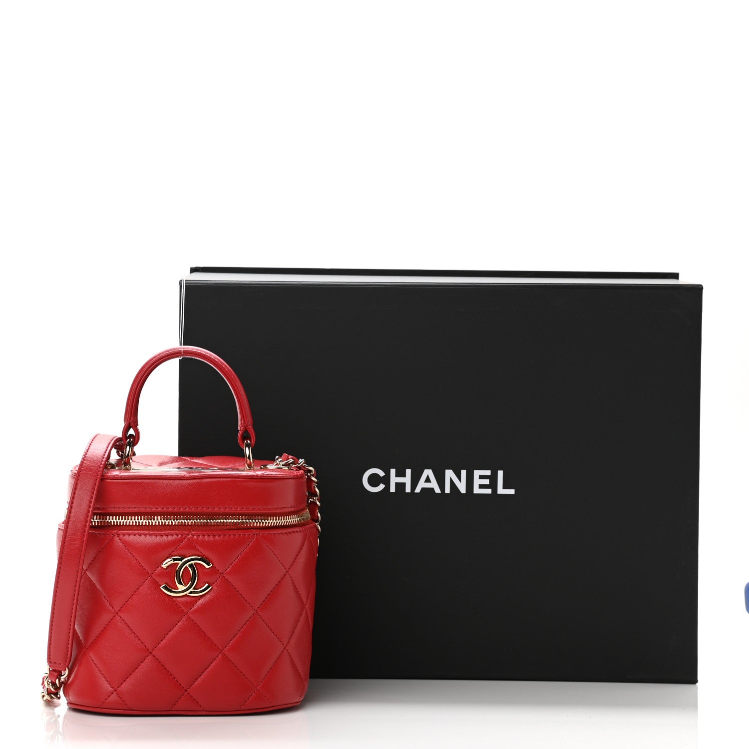 Chanel Lambskin Quilted Trendy Vanity Case Red 11 of 11